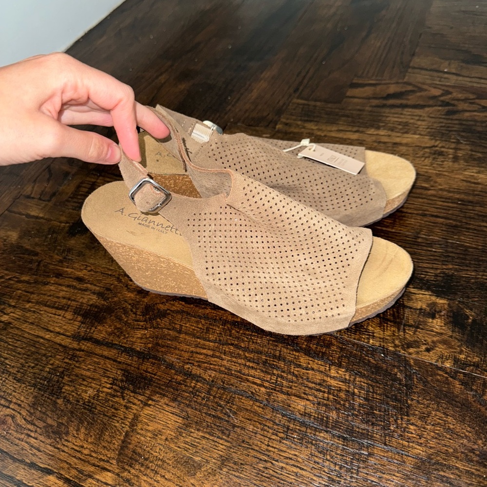 A. Giannetti Women's Tan Wedges- NEW made in Italy - Picture 8 of 9